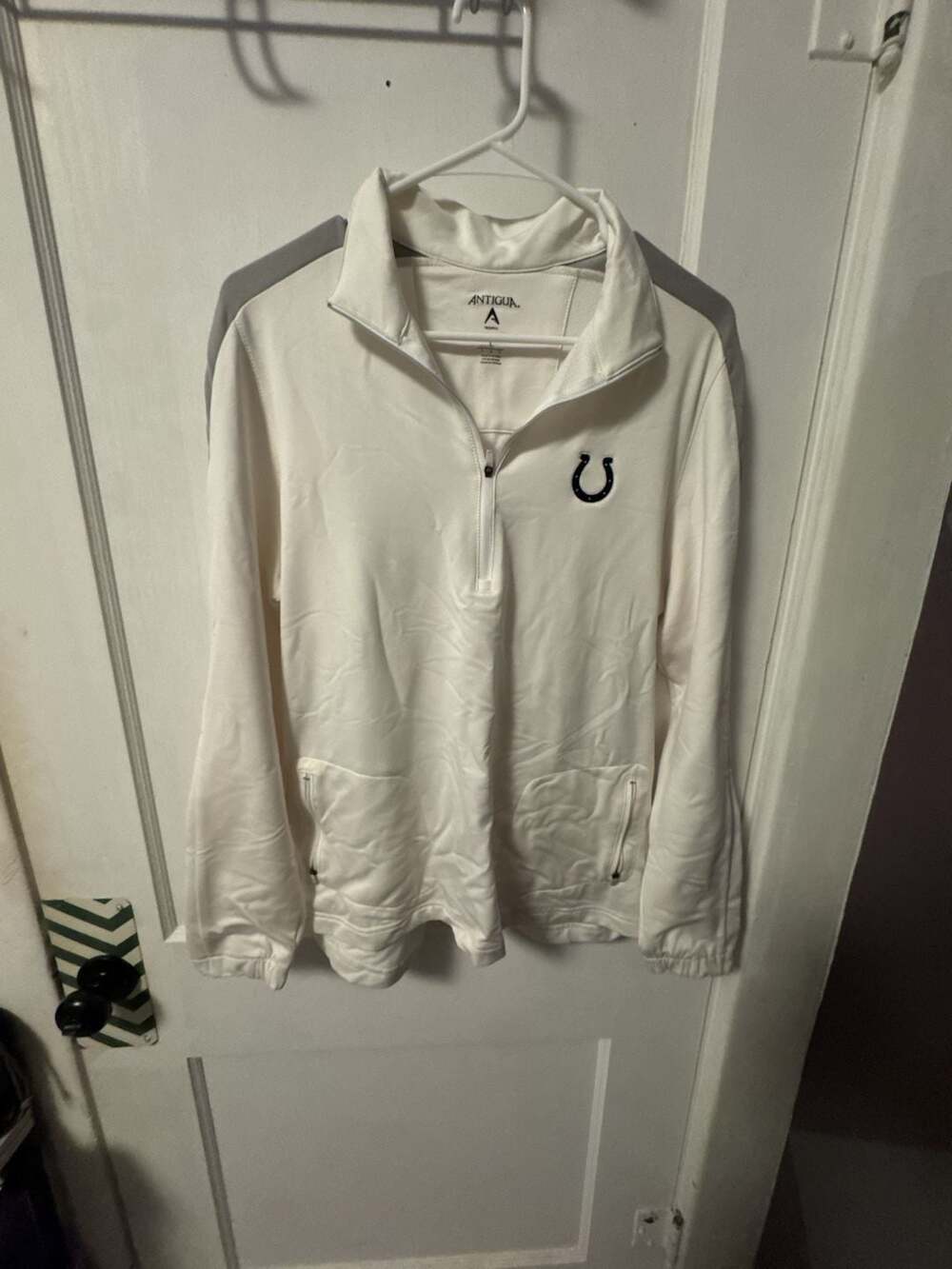 Indianapolis Colts Women's White Quarter-Zip Lightweight Pullover Jacket Size L